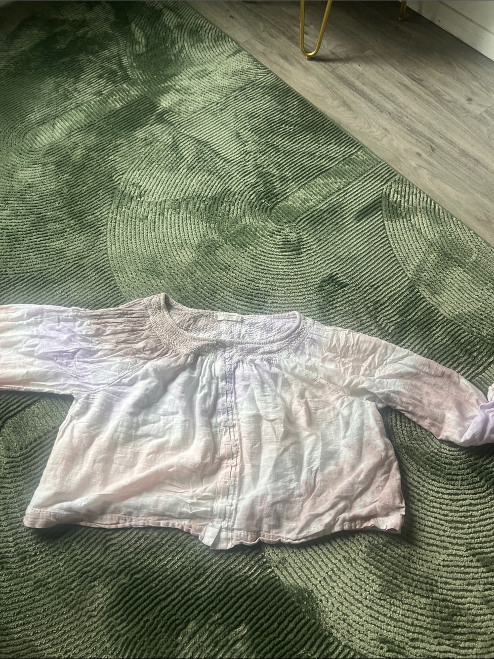 Lucky Brand Girls' Pastel Tie-Dye Button Front Top - Pink & Lavender
